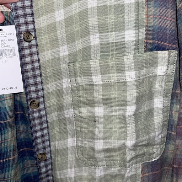 NEW❗️American Eagle Cropped Color Block Flannel - Picture 3 of 4